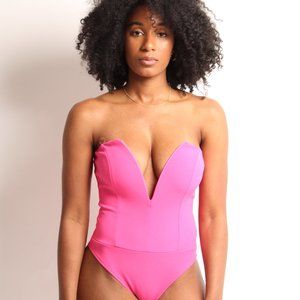 Pink Deep V Bodysuit